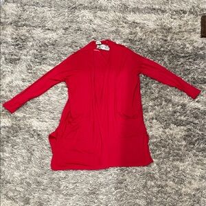 Women's Red Open Front Sweater